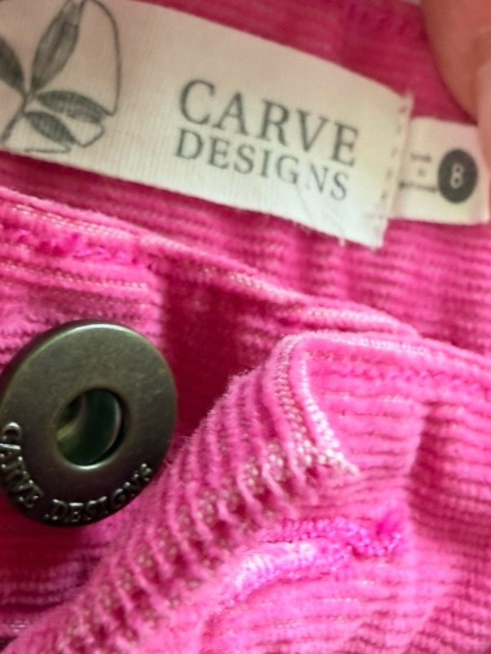 Carve Oahu Dark Pink Frayed Hem Cotton Shorts Size 8 - Picture 4 of 10